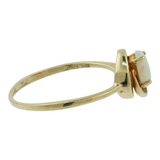 Ladies 10k Yellow Gold Opal Diamond Ring