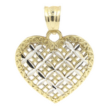 Colgante de corazón de oro bicolor de 14k para damas / Colgante de oro real / Encanto colgante de corazón de oro sólido