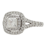 Ladies 10k White Gold Princess Cut Diamond Engagement Ring