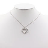 Ladies 14k White Gold Diamond Heart Necklace/ Real White Gold & Diamond Heart Necklace/ White Gold Cable Chain Diamond Heart