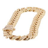 Pulsera de oro amarillo de 14k para hombre con circonita cúbica/ pulsera de oro real/ pulsera de oro macizo con circonita cúbica