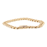Pulsera de oro amarillo de 14k para hombre con circonita cúbica/ pulsera de oro real/ pulsera de oro macizo con circonita cúbica