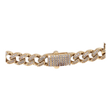 Pulsera de oro amarillo de 14k para hombre con circonita cúbica/ pulsera de oro real/ pulsera de oro macizo con circonita cúbica