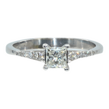Ladies 18k White Gold Princess Cut Lab Grown and Natural Diamond Engagement Ring