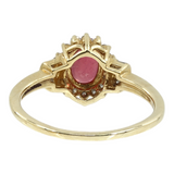 Ladies 10k Yellow Gold Ruby Diamond Cocktail Ring