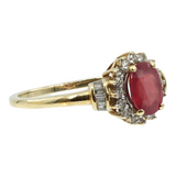 Ladies 10k Yellow Gold Ruby Diamond Cocktail Ring