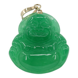 Colgante de Buda sonriente de jade en oro amarillo de 14 k