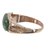 14k Yellow Gold Capsule Shaped Jadeite Cocktail Ring