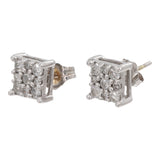 14k White Gold Cluster Diamond Stud Earrings
