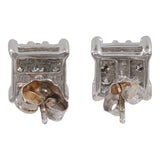 14k White Gold Cluster Diamond Stud Earrings