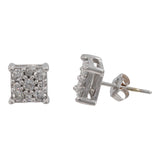 14k White Gold Cluster Diamond Stud Earrings
