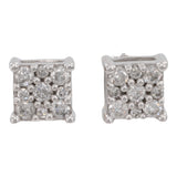 14k White Gold Cluster Diamond Stud Earrings