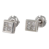 14k White Gold Princess Cut Diamond Stud Earrings