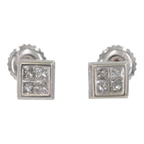 14k White Gold Princess Cut Diamond Stud Earrings