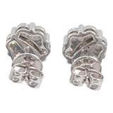 14k White Gold Cluster Diamond Floral Stud Earrings