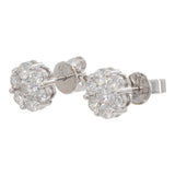 14k White Gold Cluster Diamond Floral Stud Earrings