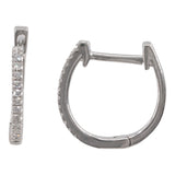14k White Gold Diamond Huggie Earrings