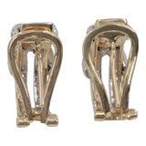 14k Two-Tone Cross-over Huggie Cubic Zirconia Earrings
