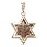 14k Yellow Gold Star of David/ Commandments Pendant