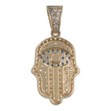 14k Yellow Gold Blue and White Gemstone Hamsa Pendant