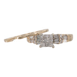 14k Yellow Gold Cluster Diamond Engagement Set