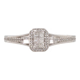 14k White Gold Princess Cut Cluster Ring