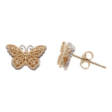 14k Two-Tone Gold Diamond Butterfly Jewelry Set
