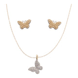 14k Two-Tone Gold Diamond Butterfly Jewelry Set
