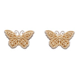 14k Two-Tone Gold Diamond Butterfly Jewelry Set