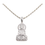 14k White Gold & Topaz Buddha Pendant