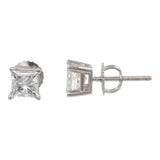 14k White Gold Princess Cut Diamond Stud Earrings