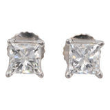 14k White Gold Princess Cut Diamond Stud Earrings