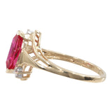10k Yellow Gold Marquise Ruby And Diamond Cocktail Ring