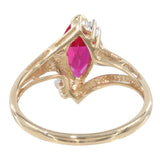 10k Yellow Gold Marquise Ruby And Diamond Cocktail Ring