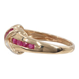 10k Yellow Gold Ruby and Diamond Cross Band Cocktail Ring