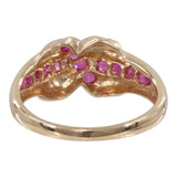 10k Yellow Gold Ruby and Diamond Cross Band Cocktail Ring