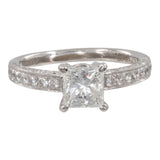 14k White Gold Solitaire 1ct Princess Cut Diamond Ring