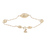 14k Yellow Gold Tapered Oval Beaded Bracelet