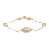14k Yellow Gold Tapered Oval Beaded Bracelet