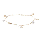 14k Two-Tone Gold Rolo Chain Charm Bracelet
