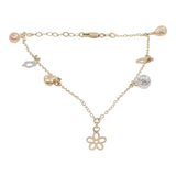 14k Two-Tone Gold Rolo Chain Charm Bracelet