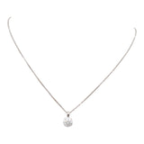 14k White Gold 18” Box Chain Necklace with Quartz Pendant