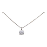 14k White Gold 18” Box Chain Necklace with Quartz Pendant