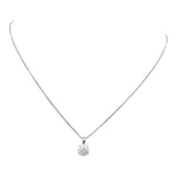 14k White Gold 18” Box Chain Necklace with Quartz Pendant