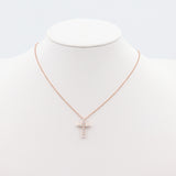 14K Rose Gold Adjustable Chain-link Necklace with Diamond Cross