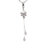 14k White Gold 16” Rope Chain Necklace with Quartz Drop Pendant