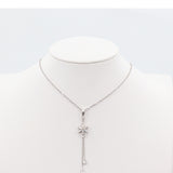 14k White Gold 16” Rope Chain Necklace with Quartz Drop Pendant