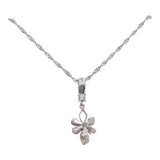 14k White Gold 16” Rope Chain Necklace with Quartz Drop Pendant