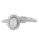 14k White Gold Oval Diamond Solitaire Engagement Ring Set