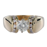 14k Yellow Gold Solitaire Closed Cuff Cocktail Ring